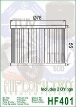 Cargar imagen en el visor de la galería, Filtro Aceite HiFlo HF-401 EL250 EX250 ZR750 KZ1000 ZX1100