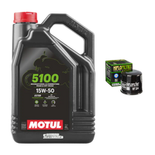 Cargar imagen en el visor de la galería, Kit Filtro Hiflo 4l Aceite Motul 5100 15W50 R1 GSXR 1000 1000RR ZX