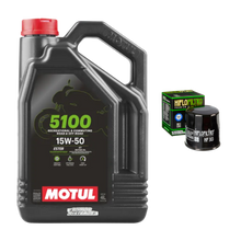 Cargar imagen en el visor de la galería, Kit Filtro Hiflo 4l Aceite Motul 5100 15W50 R1 GSXR 1000 1000RR ZX