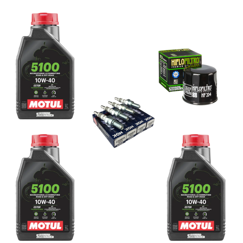 KIT AFINACION MOTUL 5100 NGK HIFLO R6R R6S GSXR CBR600 F4I