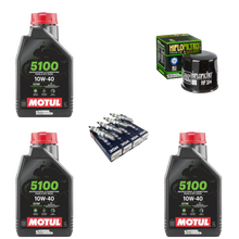 Cargar imagen en el visor de la galería, KIT AFINACION MOTUL 5100 NGK HIFLO R6R R6S GSXR CBR600 F4I