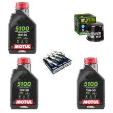 Cargar imagen en el visor de la galería, KIT AFINACION MOTUL 5100 NGK HIFLO R6R R6S GSXR CBR600 F4I