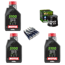 Cargar imagen en el visor de la galería, KIT AFINACION MOTUL 5100 NGK HIFLO R6R R6S GSXR CBR600 F4I