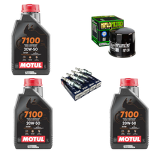 Cargar imagen en el visor de la galería, KIT AFINACION MOTUL 7100 NGK HIFLO R6R R6S GSXR CBR600 F4I