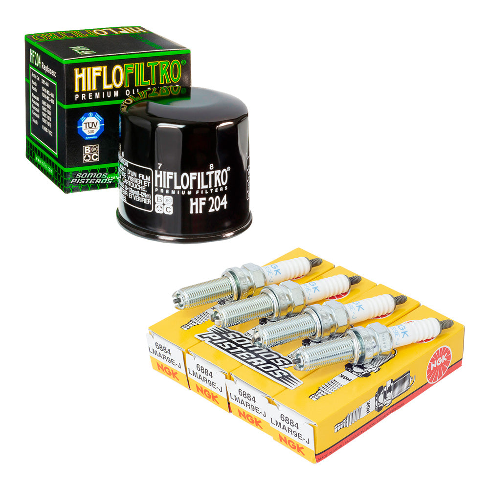 KIT YAMAHA R1 09 21 FILTRO ACEITE HF PREMIUM Y 4 BUJIAS NGK