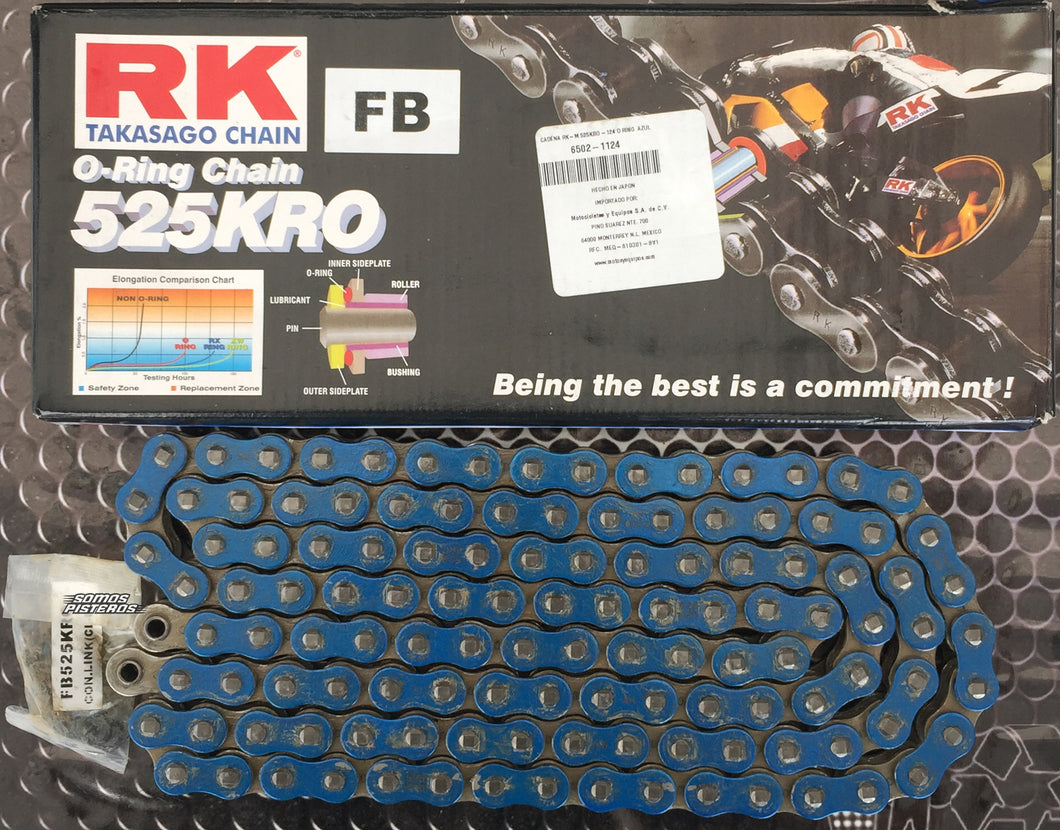 Cadena 525 Azul Rk O Ring R6r Gsxr 600rr F4i Zx10r s1000rr