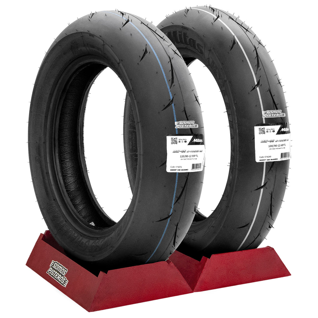 KIT LLANTAS MITAS MC35 S-RACER SOF 100/90 12 Y 120/80 12 YCF