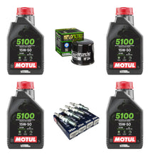 Cargar imagen en el visor de la galería, Kit Afinacion Motul 5100 Hf Ngk R6r R1 Gsxr Zx6r Zx10 1000rr