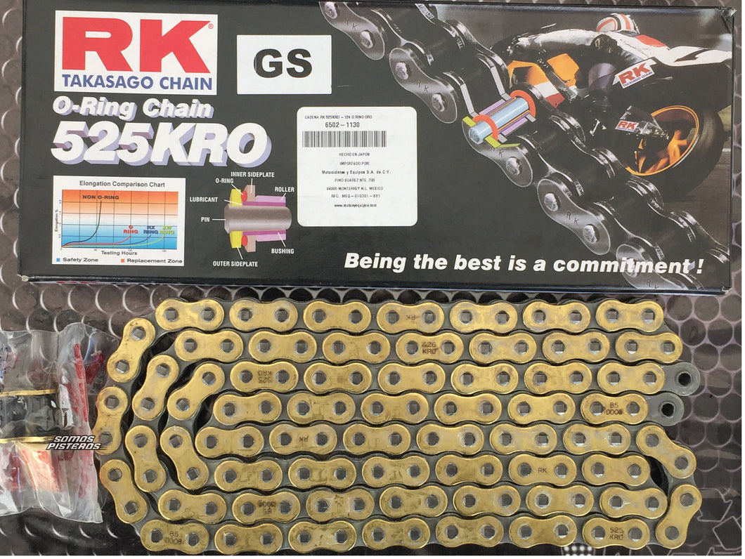 Cadena 525 Rk Oro O Ring Japon R6r 600rr Gsxr Zx10r S1000rr