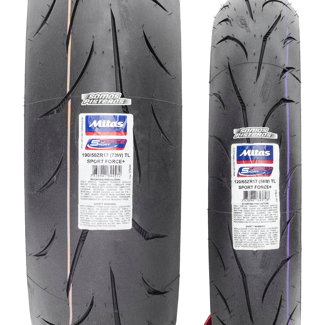 Llantas Mitas 120/65 y 190/50 SportForce + 600RR GSXR ZX6R