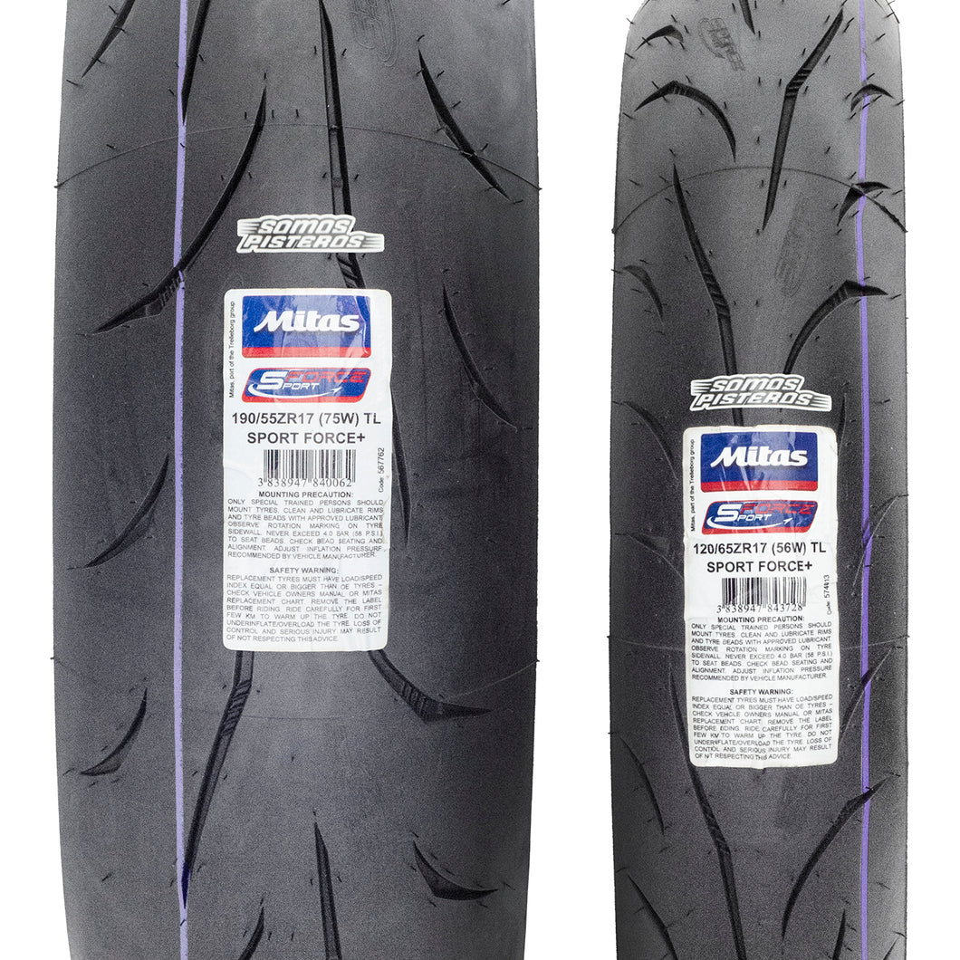 Llantas Mitas 120/65 y 190/55 SportForce + R1 ZX10R 1000RR